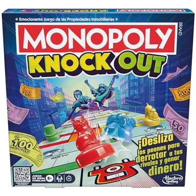 Monopoly Knockout - Juego de Mesa Familiar para Fiestas y Toda la Familia, Juego de Estrategia, Niños y Niñas de 8 Años o Más, Juguete Infantil de 2 a 8 Jugadores