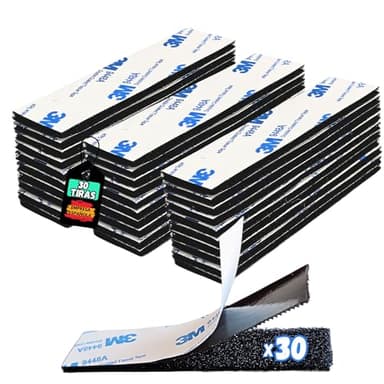 BASAMA 30 Tiras Belcro Adhesivo Doble Cara Extrafuerte de Nylon | Belcro de Pegar Doble Cara para amplia variedad de uso, en múltiples superficies | Pegamento Resistente y Duradero