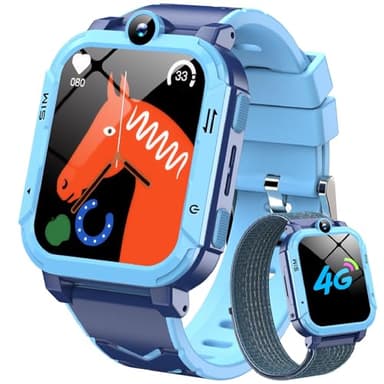 Blackview Reloj Inteligente Niño 4G, Videollamadas, Chat de Voz, 1.83” Smartwatch Niños con GPS Posición, SOS Llamar, Modo Escuela, Despertador, Podómetro, Calculadora, Batería Grande de 800 mAh, Azul