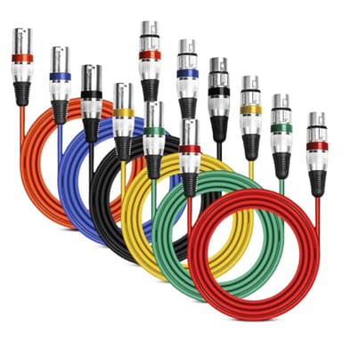 Pack de 6 cables XLR, micrófono XLR, DMX 2 m, micrófono DMX 3 pines, conectores macho a hembra para estudio y producción en directo, mezclador