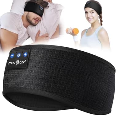 MUSICOZY Auriculares para Dormir, Diadema Bluetooth 5.4 para Dormir y Hacer Deporte con Altavoces Finos, Regalo tecnológico para Hombres, Mujeres, Adolescentes, Yoga, relajación y Viajes.