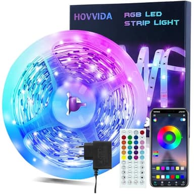 HOVVIDA Tira LED 10M, 30 LED/Metro, 1x10M, 24V RGB Luces LED, 300 LED, APP y Mando a distancia, Modo de Música, LED para Habitación, Sala, Cocina, Fiesta