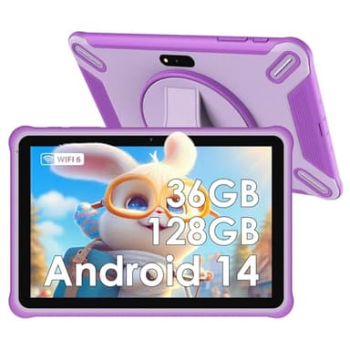 PIXPEAK Tablet para niños 10 Pulgadas, Android 14.0, 36GB RAM 128GB ROM (SD Expandible), Control Parental, Pantalla HD IPS, 5MP+2MP, WiFi 6, Bluetooth, Tablet Educativo (Rosa)