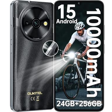OUKITEL C59 Pro Android 15 Telefonos Moviles Libres - 10000mAh Batería 24GB+256GB/1TB, 120 Lúmenes Smartphone, 6.88 Pantalla HD+ 90Hz 171.2*77.8*13.4mm, peso 293g, 4G Dual SIM/GPS/Fingerprint/Face ID