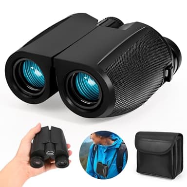 Carastek 12x25 Profesionales Prismáticos para Adultos y Niños, Prismáticos Binoculares Telescopio Vision Portátiles Compactos Ligeros Impermeables Plegable para Caza Turismo Observación de Senderismo