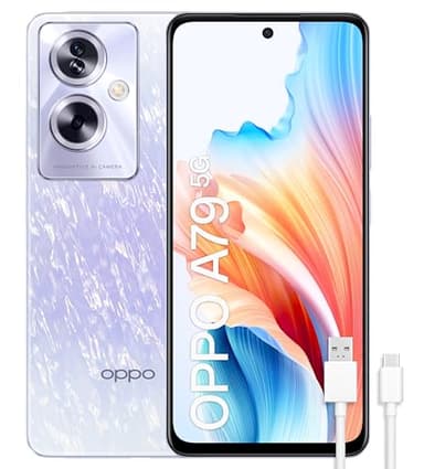OPPO A79 5G - Smartphone Libre, 8GB+256GB, Pantalla OLED 6.7", Cámara 50+2+8MP, Android, Batería 5000mAh, Carga Rápida 33W - Morado