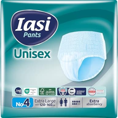 IASI Pants UNISEX Alta Protección, 10 Bragas Absorbentes Desechables, Absorción EXTRA, Talla XL, 10 Unidades
