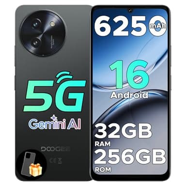 DOOGEE Note 59 Pro 5G Smartphone Libre Android 16, 32GB+256GB(2TB) Octa Core 6,75" HD+120Hz Telefonos Moviles 8.6mm, 6250mAh Teléfono Móvil para Mayores, Cámara AI 16MP/Dual SIM/GPS/NFC/Huella Móvils