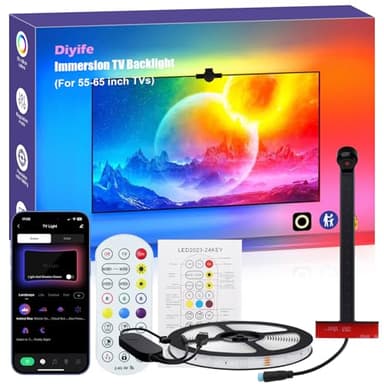 Diyife Tira LED Adecuado para TV, [Sensores AR] Luces LED TV Retroiluminación, 4M,RGB Luces LED Habitación, Control de App/Buletooth/Control Remoto, para TV de 50 a 60 Pulgadas,