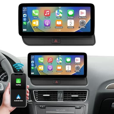 Ninetom Radio de Coche Pantalla Táctil de 12,3 Pulgadas con Carplay Inalámbrico y Android Auto para Audi Q5 2009-2017 con Sistema 3G MMI+, Soporta Mirrorlink, Cámara, Navegación