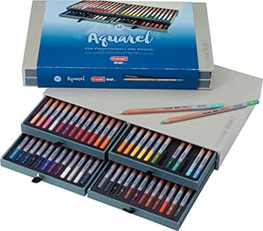 Bruynzeel Design Juego de 48 lápices de acuarela profesionales + pincel | Lápices de artista solubles en agua para dibujar, colorear y pintar