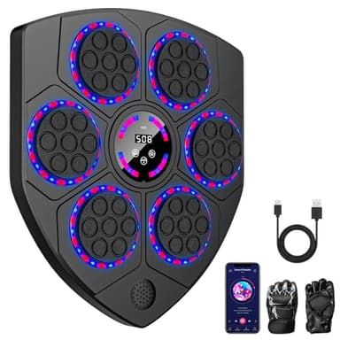 Maquina de Boxeo Musical, 2025 Nuevo Boxeo Musical Pared con Guantes De Boxeo, 9 Velocidades y Modos de Entrenamiento, Soporta Bluetooth, Inteligente Maquina Boxeo Electrónica para Adultos y Niños