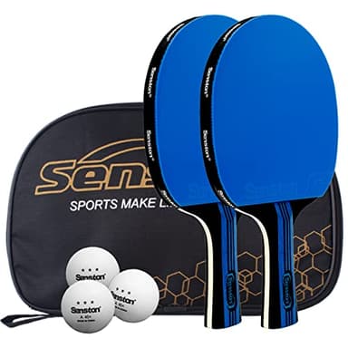 Senston Palas Ping Pong,Pelotas Ping Pong Set, 2 Raquetas de Tenis de Mesa + 3 Pelotas + 1 Bolsa,el Entrenamiento/Kit de Raqueta recreativa