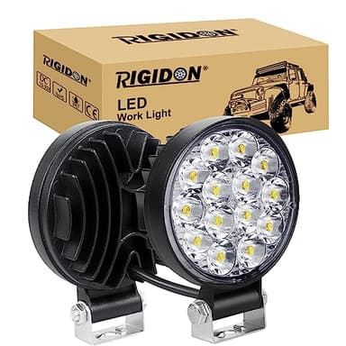 RIGIDON 2 Pcs Faro de trabajo redondos, 3.2 pulgadas mini 42W, Spot lámpara trabajo led para off road camión coche ATV 4x4 tractor moto, Exterior foco led 12v 24v spotlights faros antiniebla, 6000K