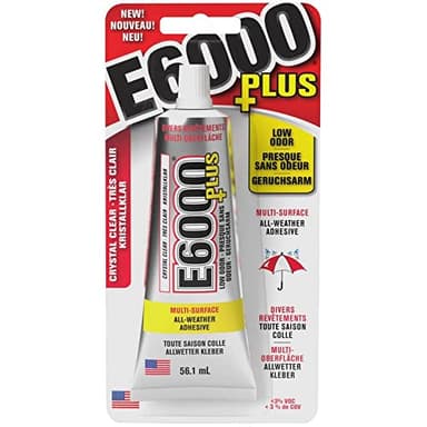 Eclectic Products inc. E6000 Plus, pegamento transparente multiusos, impermeable y pintable, fuerte adhesivo flexible para madera, vidrio, tela, cerámica, metal y más, 56,1 ml