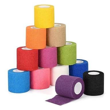 Sagafly 12 Rollos Venda Cohesiva 5cm x 4.5m Venda Cinta Bendaje Adhesiva Venda Elastica Deportiva Vendaje Adhesivo Tape Crossfit para Perros Dedos Muñecas Tobillo