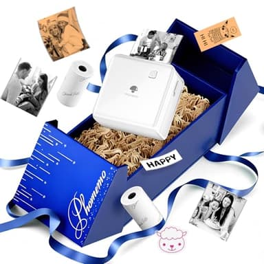 Phomemo P2S Impresora Térmica Mini Portátil de Pegatinas, Fotográfica en Blanco y Negro - Impresora de Bolsillo para Etiquetas y Notas