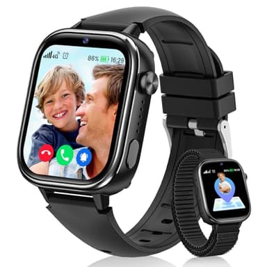 Oliimptek 4G Reloj Inteligente Niño, Smartwatch Niños con GPS y Llamadas, Videollamadas, Chat de Voz, SOS, Modo Escuela, Podómetro, Despertador, Juegos, Reloj Inteligente Regalo Niñas y Niños, Negro