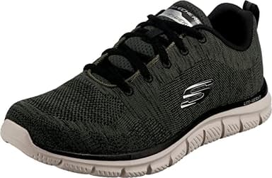 Skechers Tenis Oxford con Cordones para Hombre, Tejido Verde Oliva con Ribete Negro, 8 UK
