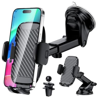 Vexloria Soporte Movil Coche, [Potente Ventosa y Clip Estable] Suporte Telemovel Carro Universal para Parabrisas, Salpicadero y Ventilación, Porta Movil Coche para Teléfonos de 4-7"