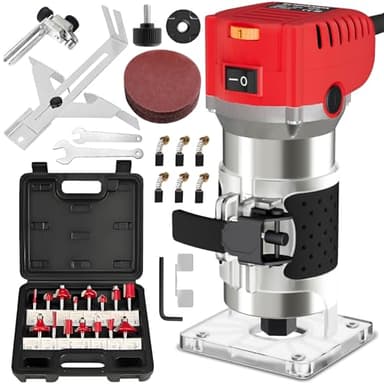 Eliofaneia Fresadora de madera 800 W, 6 velocidades variables, 6,35 mm, cortador eléctrico de madera con juego de 15 puntas de 1/4 pulgadas, 30000 RPM Rebajadora Eléctrica