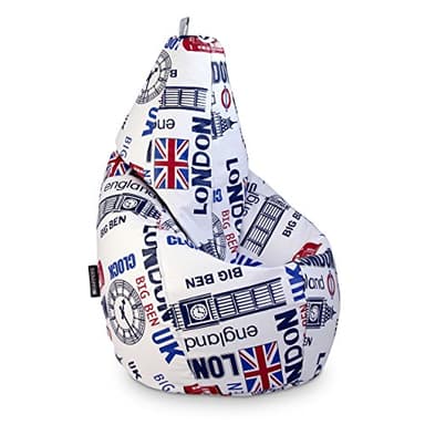 HAPPERS Puff Salón Gigante Estampado London XXL con Relleno Incluido