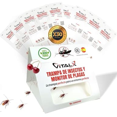 VITALX® Pack 30 TRAMPAS CUCARACHAS + Manual | Trampa ULTRADHESIVA Cucarachas | Anti Cucarachas | Trampas Insectos | Trampas Ratones | Trampa Insectos Profesional | TRAMPAS CUCARACHAS