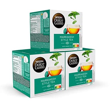 NESCAFÉ Dolce Gusto Té Marrakesh - Cápsulas de Café, 48 Cápsulas (3 x 16) - Té verde de menta - Originales para cafeteras Dolce Gusto