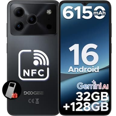 DOOGEE Note56 Pro Android 16 Telefono Movil Libres, 6150mAh 32GB+128GB/2TB Smartphone, Octa Core Telefonos Moviles HD+ 6,56", Cámara 13MP+8MP Teléfono Móvil NFC, Gemini AI/Dual SIM/Widevine L1/Face ID