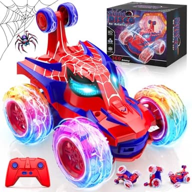 FUIOCOCP Coche Teledirigido Spider, 2.4Ghz Radiocontrol Monster Truck con Luces RC Juguetes Niños Niñas 3 4 5 6 7 8 9 10 11 12 Años, 360° Carro Telecomandado Infantiles Regalos Cumpleaños Navidad