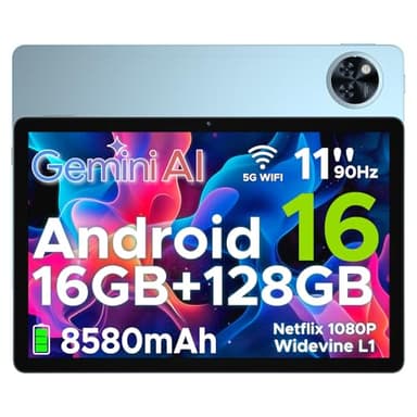 DOOGEE U11 2025 Android 16 Tablet 11 Pulgadas, 16GB RAM+128GB ROM (TF 2TB), 8580mAh Octa Core 5G WiFi Tablet Niños | Widevine L1 | Bluetooth 5.0 | 13MP+5MP | Face ID | GPS | OTG