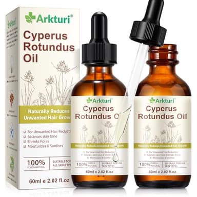 Aceite de Cyperus Rotundus, aceite natural de Cyperus rotundus para depilación. Ayuda a reducir el crecimiento del vello no deseado, Repara Piel y Cierra Poros. Apto para todo tipo de pieles (2PCS)