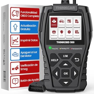 OBD2 Diagnosis, ThinkOBD 500 Diagnosis Coche Multimarca con Sistema del Motor, Diagnosis Coche Multimarca para Protocolos OBDII/EOBD, Verificación de Smog/Prueba EVAP/Apague MIL...