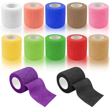Lixiluxia 12 Rollos Tape Crossfit, 5cm x 4,5m Venda Cohesiva Deportiva, Vendas Autoadhesivas, Vendaje Elastica Adhesiva, Banda Venda Cinta, para Dedos, Muñecas, Brazo y Tobillo (Colorido)
