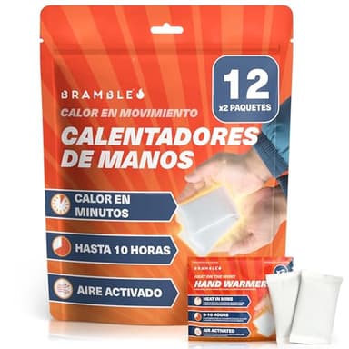 Bramble - Calentadores de manos (12 pares, 24 en total) - Calentadores de bolsillo activados por aire para actividades al aire libre - Se calientan en minutos y no dejan olor - Hasta 10 horas de calor