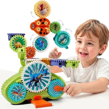 Meribbit Juguetes de Engranajes Niños de 3 a 5 Años, Juguete Educativo Stem, Métodos de Ensamblaje Múltiples, Desarrolla la Destreza Manual, Reconocimiento de Colores y Construcción Creativa