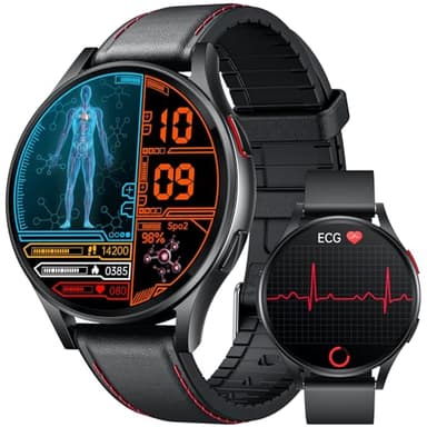 ECG Reloj Inteligente Hombre Smartwatch - Pantalla Táctil 1.43" AMOLED HD Smart Watch con Llamadas Bluetooth IP68 Impermeable HRV/IMC Frecuencia Cardíaca Presión Arterial SPO2 Sueño para iOS Android
