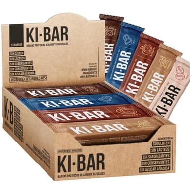 Ki-Bar Barritas de Proteínas MULTISABOR. Barras Proteicas Energéticas Ingredientes 100% Naturales. Raw Bars Keto Sin Azúcares Añadidos ni Edulcorantes, Sin "Porquerías", Sin Gluten. 14uds x 40g