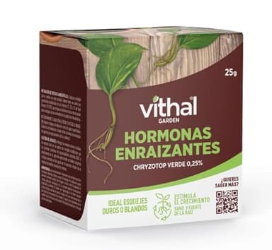 Polvo Enraizante para Esquejes de Plantas | Hormonas Enraizantes Profesionales que estimula el crecimiento de esquejes | Envase de 25 gramos en polvo | Ideal para todo tipo de plantas | Vithal Garden
