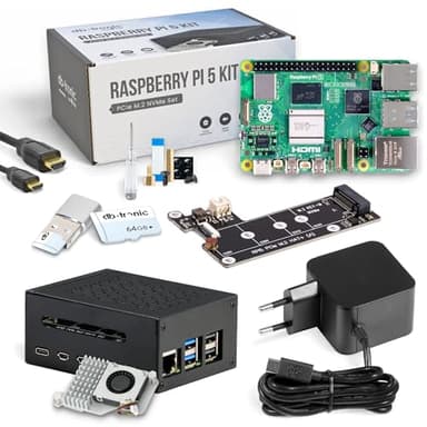 db-tronic Raspberry Pi 5 8 GB NVMe Kit | Edición 64 GB | Alimentación 27 W | Carcasa metálica | Refrigeración Activa | SSD M.2 NVMe PCIe | Ideal para Home Assistant y el Smart Home