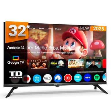 TD Systems - Smart TV 32 Pulgadas HD, Television TDT HD, Android 14 GTV, Modelo 2025, Televisor con 3 años de garantía - PRIME32K21GLE