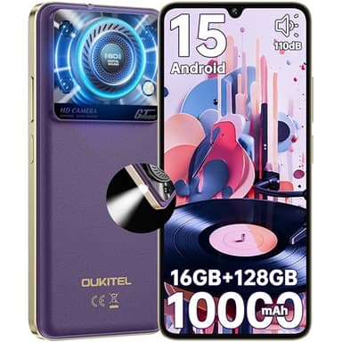 OUKITEL C60 Android 15 Teléfonos Inteligentes - 10000mAh Batería 16GB+128GB/1TB 6.88 Pantalla HD+ 90Hz Telefonos Moviles Libres 110db 120 LM Smartphone 4G DualSIM/Peso 298g/OTG/GPS/Fingerprint/Face ID