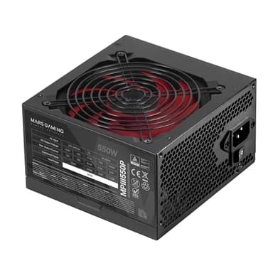 Mars Gaming MPIII550P, Fuente Alimentación ATX 550W, 5 Años de Seguridad, 85% Eficiencia, Sistema Digital APFC, Ventilador FDB 120mm AI-RPM, Tecnologías DC-DC y SMD, Cables Planos Extralargos, Negro