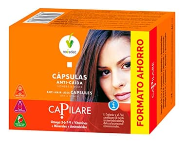 Novadiet - CAPILARE Cápsulas con Zinc, Selenio, Riboflavina, Biotina, Ayuda a la Caída del Cabello y Uñas, Mantiene la hidratación de Piel y Cabello - 120 Cápsulas - Formato Ahorro