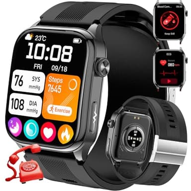 2025 Reloj Inteligente con ECG/Ácido Úrico/Lípidos/Detección De BMI/Fatiga/Emociones, 2.06" Smartwatch con 24H Pulsómetro/Oxímetro, SOS Reloj Tensiometro De Muñeca for Android iOS