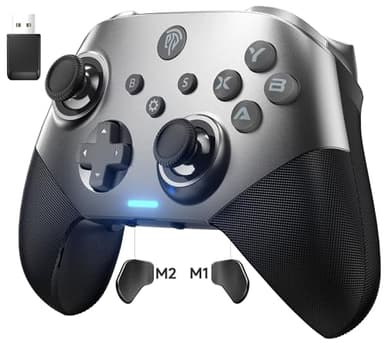 EasySMX X10 Mando PC Inalambrico con Botones Mecánicos- Carcasa Facial Magnética Reemplazable DIY- Hall Joystick- Hall Trigger- 1000mAh Batería para PC/Switch/Móvil/Black Myth: Wukong- Plata