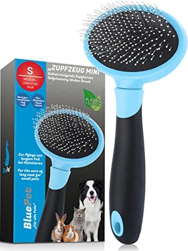 BluePet® Cepillo suave con protuberancias protectoras para animales pequeños sensitivos | Ideal para perros pequeños, cachorros, gatos y conejos | Para el cuidado diario del pelaje
