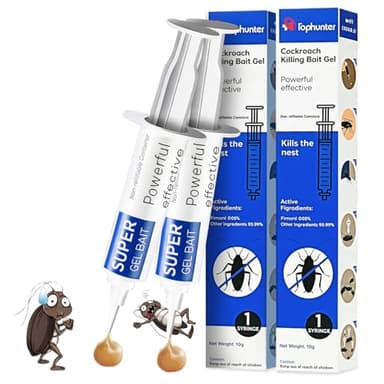 2x10g-Gel Trampa para cucarachas para interiores,Especializado para Cocina y Baño,Jeringuilla contra cucarachas-Control Eficaz-AntiCucarachas