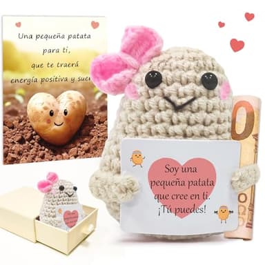 Regalos Originales Divertidos para Mujer, Patata en Español, Peluche Personalizado con Lazo, Decoración Hogar Positiva, Regalo San Valentín, Cumpleaños Mejor Amiga Novia Pareja Hermanas Profesora