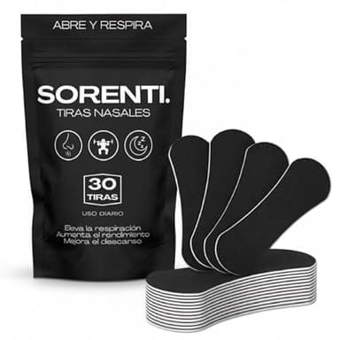 Sorenti Tiras Nasales Negras – Pack 30 | Deportivas y Mejoran la Apertura Nasal | Facilitan una Respiración Más Fluida | Adhesión Fuerte para Dormir, Correr y Entrenar